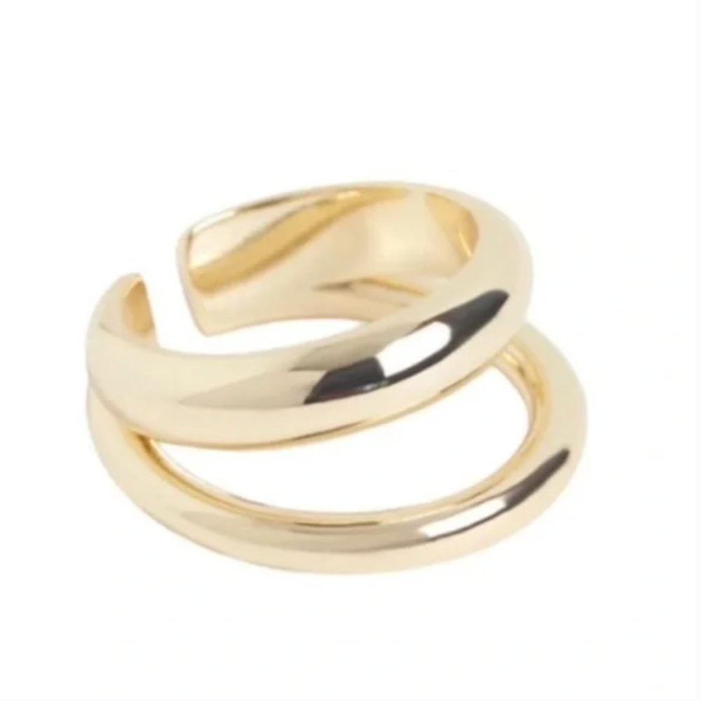 Loren Stewart 14k Gold Double Ring X Curateur Double Le Deux Wrap Band